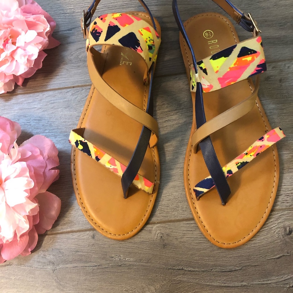 Rouge Helium🔥Multicolored Leather Strappy Sandals